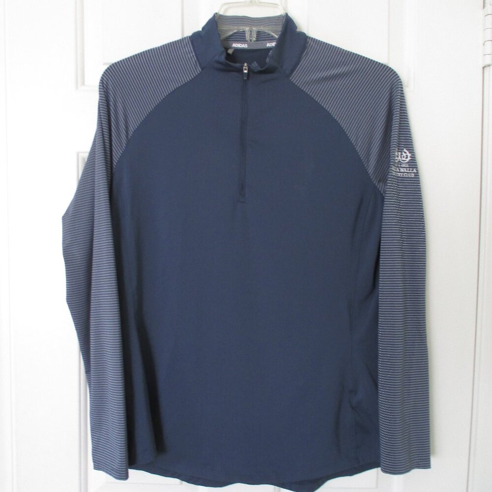 adidas Womens L/S "Walla Walla C.C." Blue Stretch 1/4 Zip Golf Sweater NWOT - M
